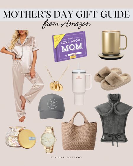 This Mother’s Day gift guide includes a satin pajama set, a “what I love about mom” book, an Ember coffee mug, personalized initial necklace, Stanley Cup, fuzzy slippers, a mama hat, back and shoulder heating pad, a candle, gold watch, and a woven tote bag. 

Mother’s Day gift idea, gifts under 25, gifts under 50, gift ideas for mom, Amazon, gift guide 

#LTKfindsunder50 #LTKfindsunder100 #LTKGiftGuide