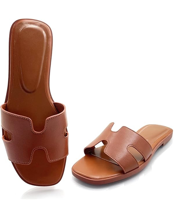 Womens Flat Sandals,Anti slip fashion sandals,Flat Slide Sandals for women,Comfy Style,women's gi... | Amazon (US)