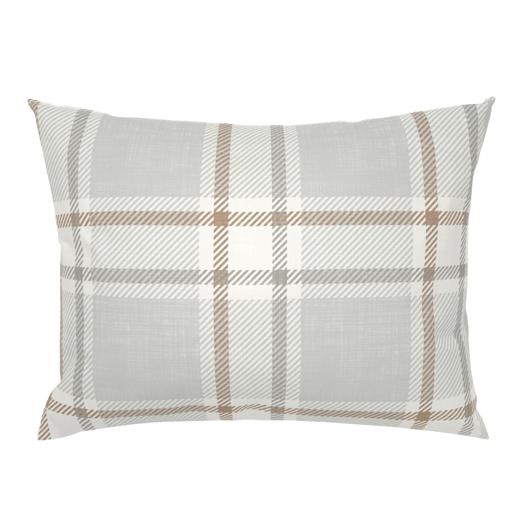 Oversized Textured Farmhouse Tartan Plaid - Warm Neutral Gray Brown Beige Pillow Sham | Spoonflow... | Spoonflower