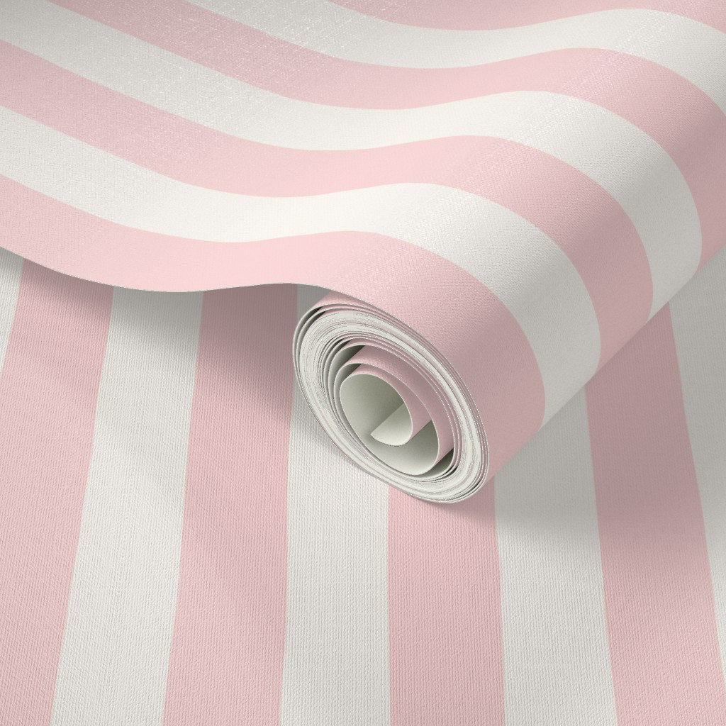 Wallpaper in Thin Hand Drawn Stripes - Blush Pink - Soft Modern Romantic | Spoonflower