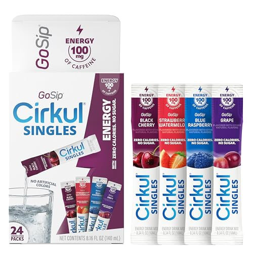GoSip® Cirkul® Singles 24-Pack, Caffeine Flavor Water Variety Pack, No Sugar, Zero Calorie Drink Mix, (6 Blue Raspberry, 6 Black Cherry, 6 Strawberry Watermelon, 6 Grape) | Amazon (US)