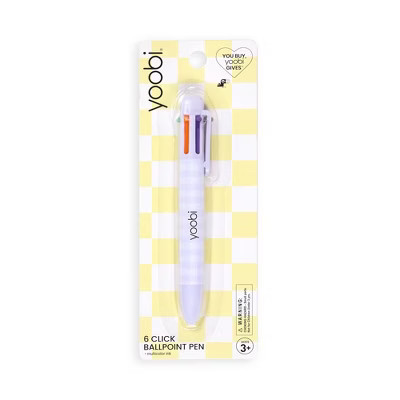 Yoobi Valentine's Day 6 Ink Click Ballpoint Pen Soft Lavender Gingham 0.7mm Colorful Valentine's Day Gift | Target
