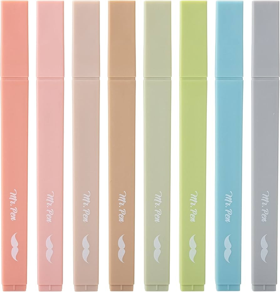 Mr. Pen- Aesthetic Highlighters, 8 pcs, Chisel Tip, Vintage Colors, No Bleed Bible Highlighter Pa... | Amazon (US)