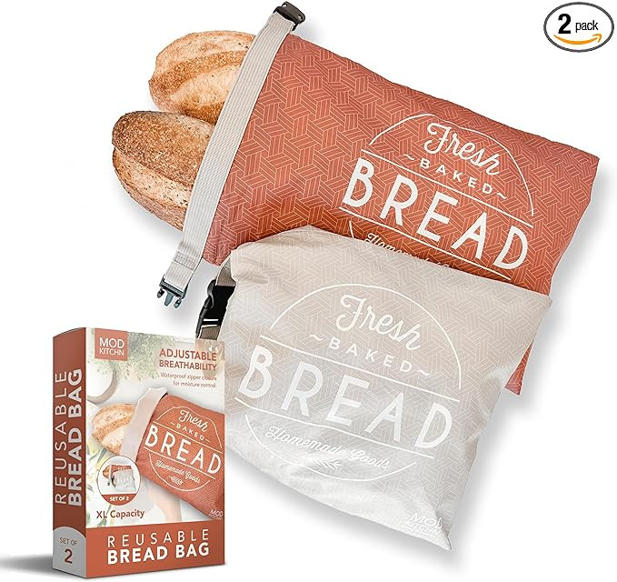 Reusable Bread Bags for Homemade Bread, 2-Pack XL Sourdough Bread Bags, Freezer Safe Bread Contai... | Amazon (US)