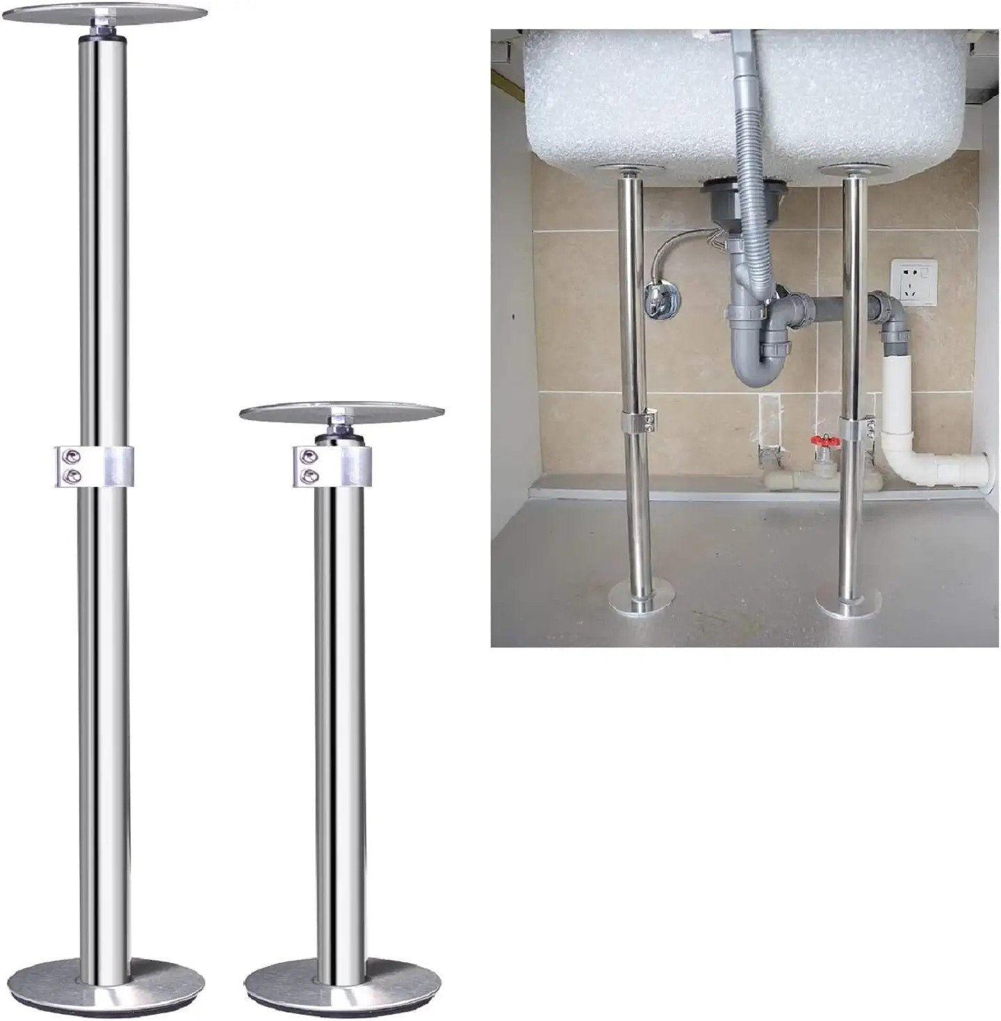 Undermount Sink Mounting Brackets New 304 Stainless Steel Sink Legs Sink Repair Supports Kit Inst... | Amazon (US)