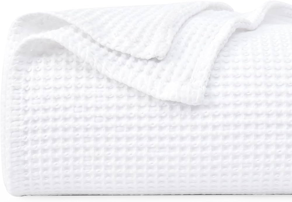 PHF 100% Cotton Waffle Weave Blanket Queen Size 90"x90"-Lightweight Washed Soft Breathable Blanke... | Amazon (US)