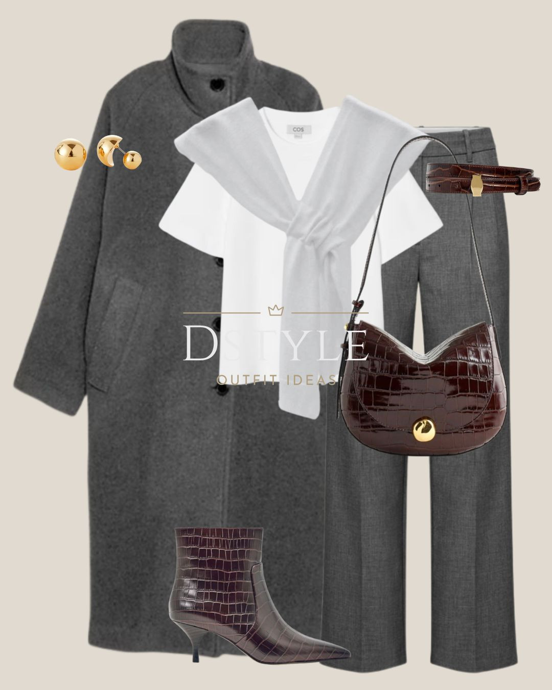 Elevating the classic grey trouser and white tee combo with texture! The croc-embossed ankle boots and matching bag add a rich, dark brown accent that instantly polishes the look. I love this unexpected scarf detail over the tee for a fresh, chic layering trick! Shop this formula for a high-low blend. 

 #crocprint #textureplay #modernchic #greyoutfit #whiteandbrown #minimaliststyle #kittenheels #ankleboots #highlowfashion #LTKootd #LTKFindsUnder100 #LTKWorkwear
