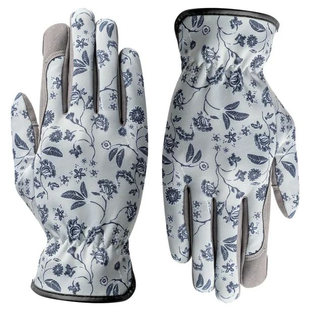 KAYGO Garden Gloves for Women, Synthetic Leather Work Gloves for Garden, Yard, Gray & White Color... | Walmart (US)
