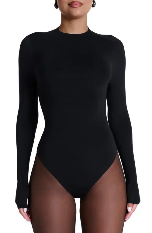 Naked Wardrobe Naked Long Sleeve Bodysuit in Black at Nordstrom, Size Large | Nordstrom