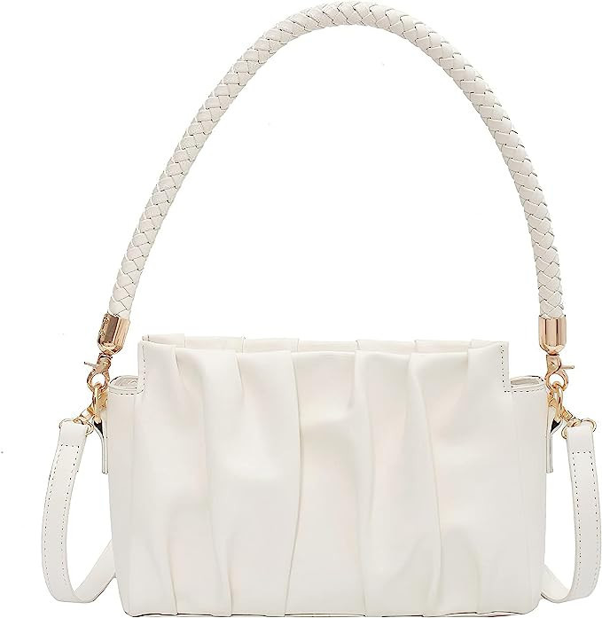 White Purse Female Shoulder Crossbody Bags Purses for Womens With Metal Chain Strap Cute Removabl... | Amazon (US)