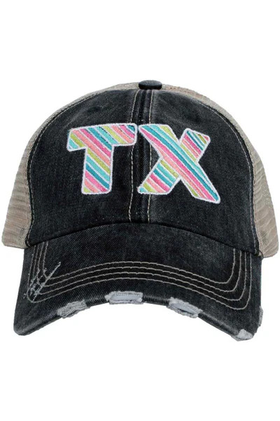 TX Rainbow Striped Women's Trucker Hats | Katydid.com