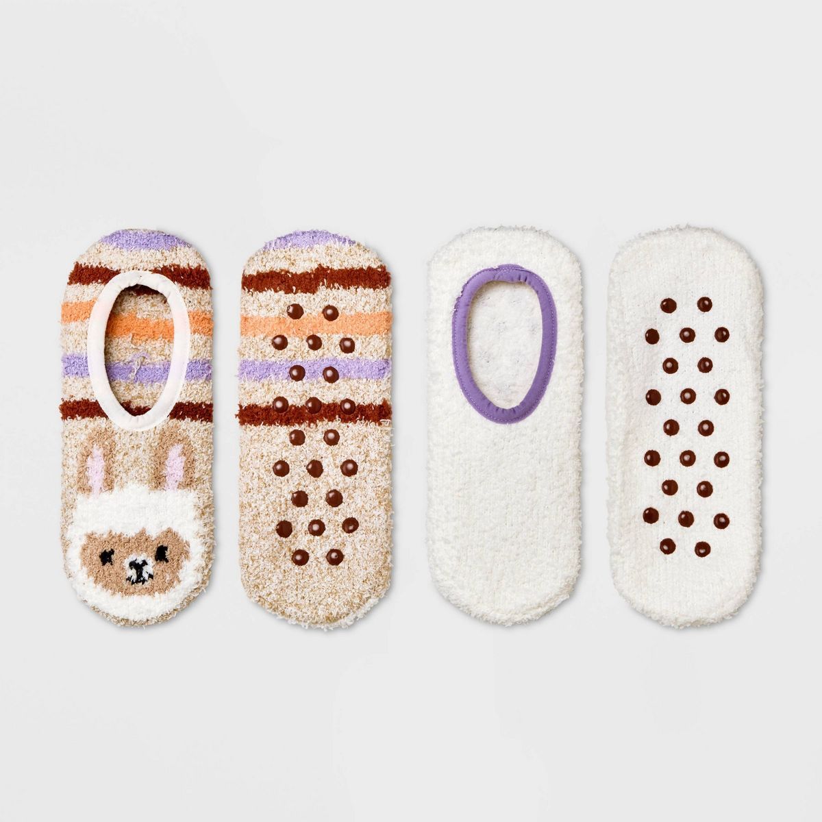 Women's Llama 2pk Cozy Liner Socks - Ivory/Purple 4-10 | Target