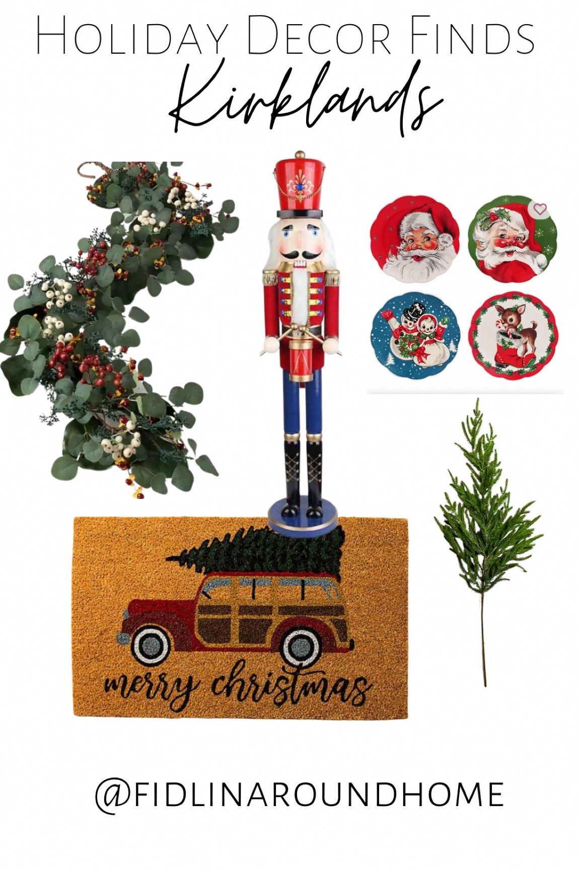 More Kirkland’s Christmas decor finds! Doormat large nutcracker eucalyptus garland pine stems vintage Santa plates and dishes 

#LTKhome #LTKHoliday #LTKSeasonal