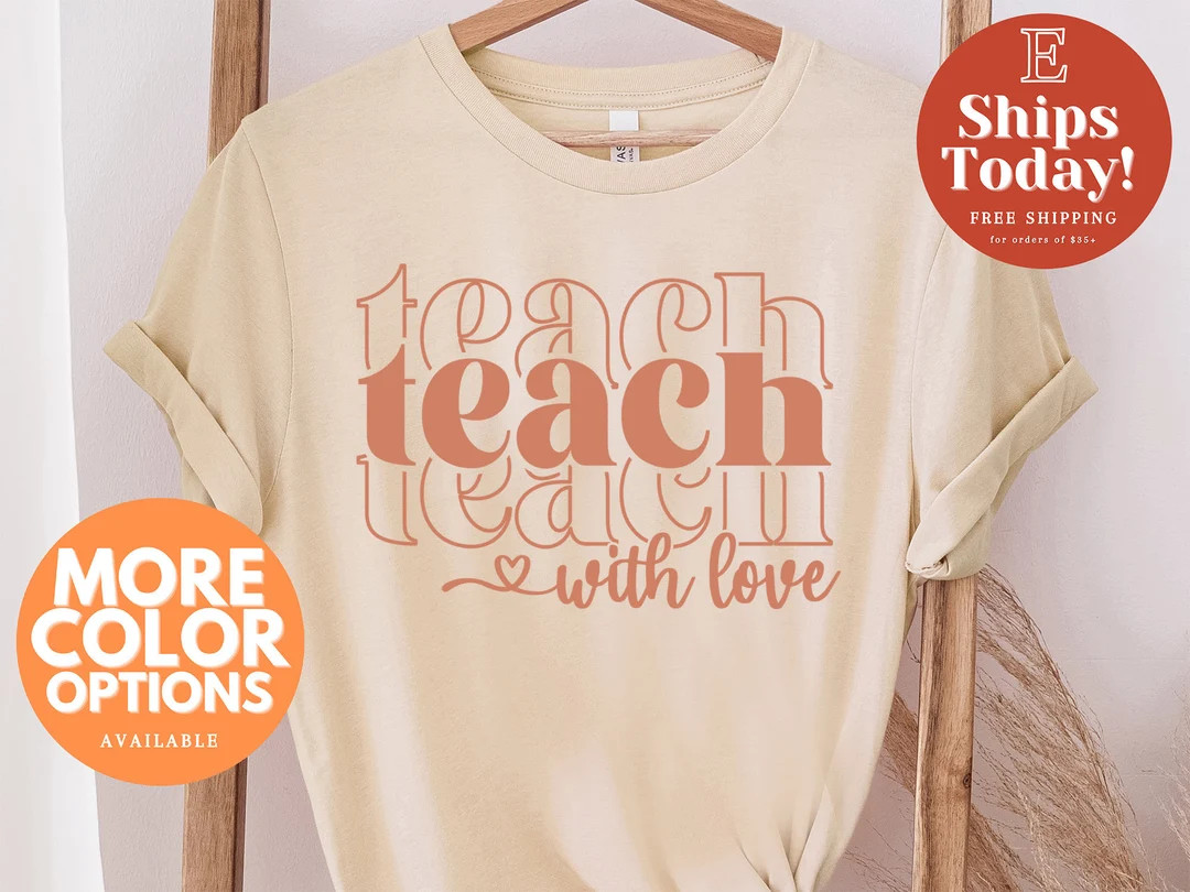 Teacher Shirt Inspirational Teacher Shirts Teach With Love - Etsy | Etsy (US)