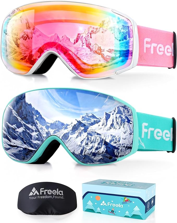 Freela Kids Ski Snowboard Goggles for Toddler(3-14) Youth Anti Fog Anti UV Goggles Girls Boys Sno... | Amazon (US)