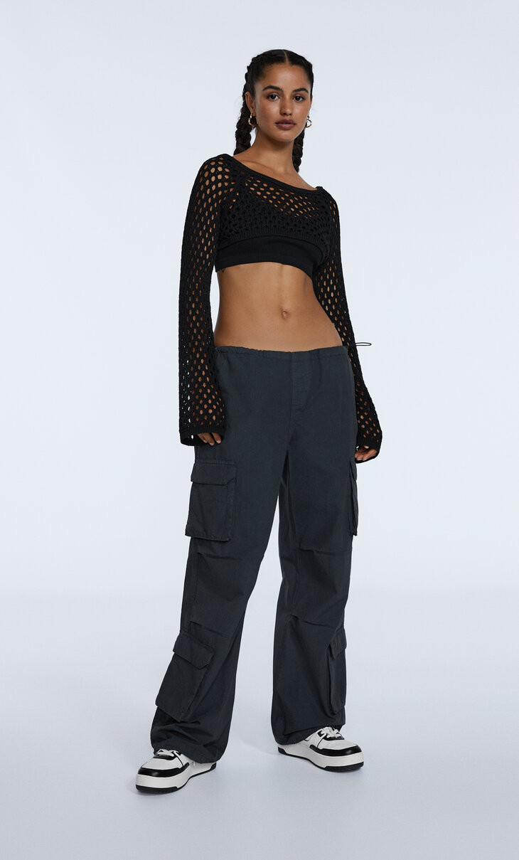 Openwork long sleeve top | Stradivarius (UK)