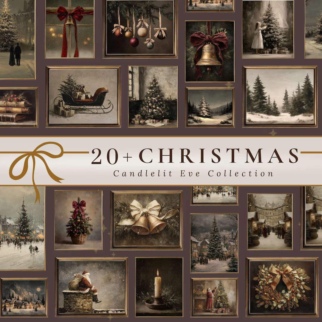 Vintage Christmas Print Set of 20+: Moody Holiday Wall Art (digital Download) S163 - Etsy | Etsy (US)