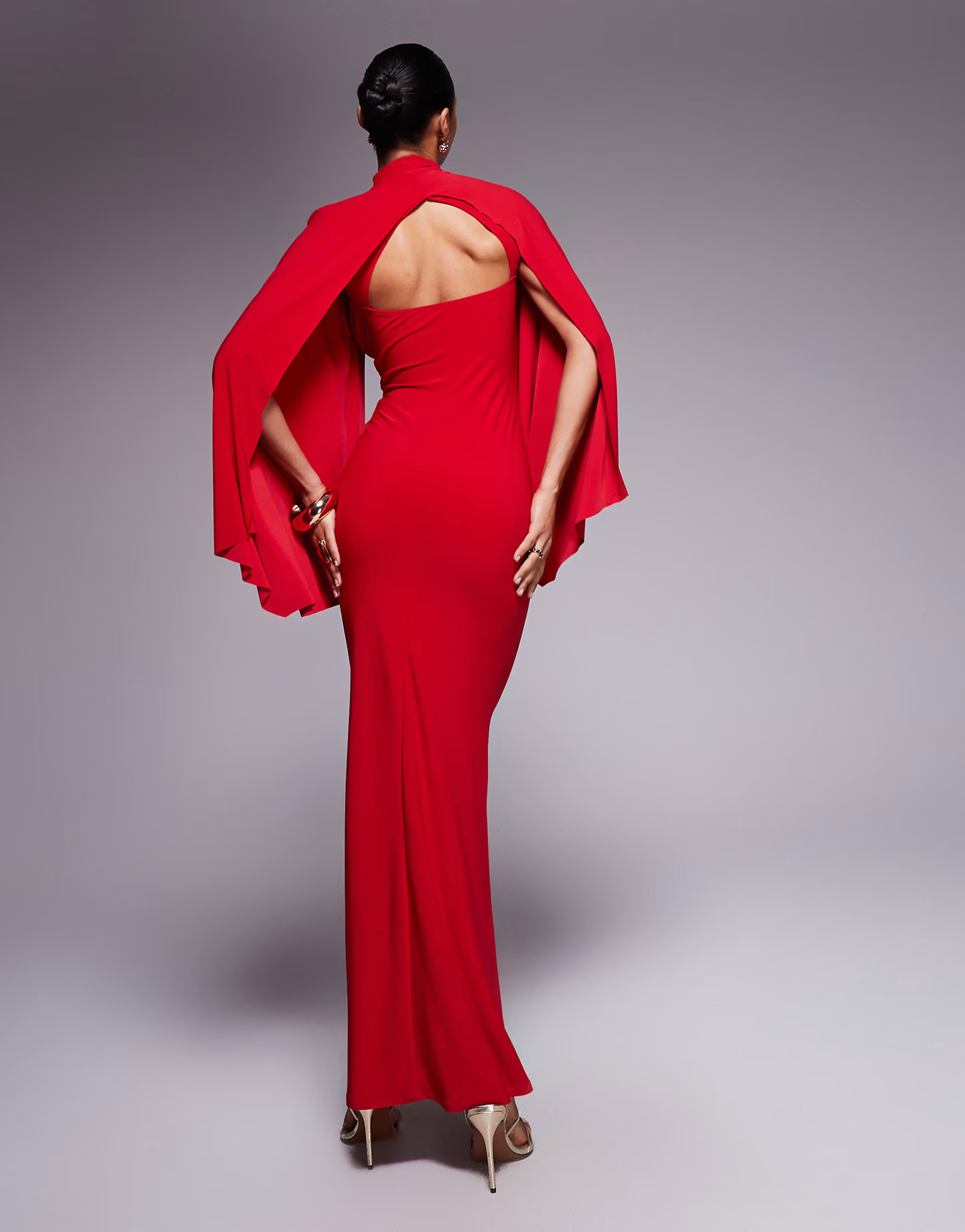 ASOS DESIGN high neck wrap over long sleeve maxi dress in red | ASOS | ASOS (Global)