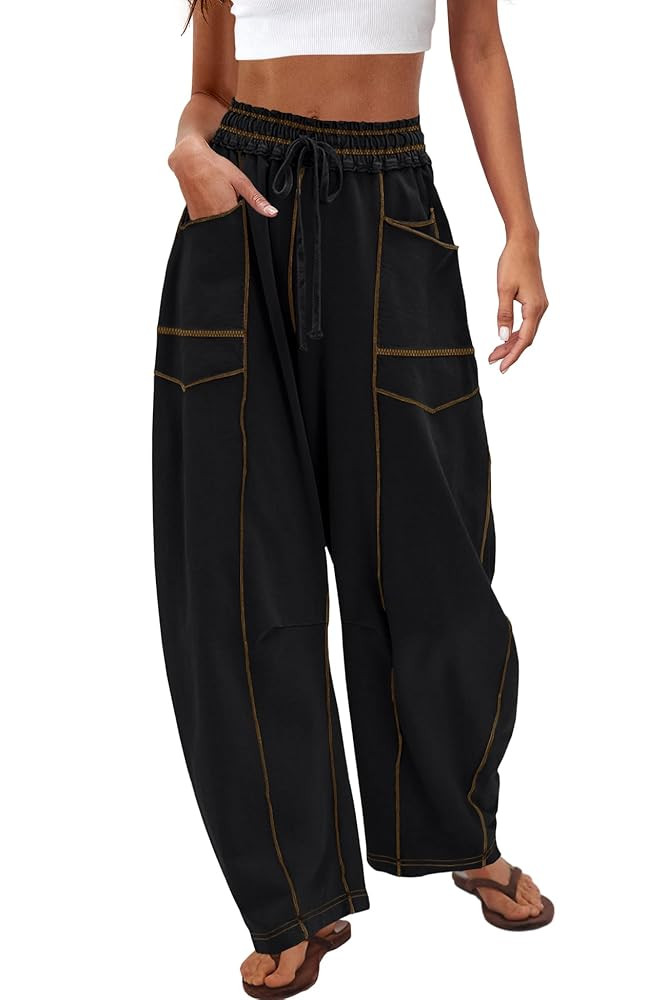 Nirovien Womens Barrel Sweatpants High Waisted Wide Leg Pants Drawstring Athletic Baggy Pants Lou... | Amazon (US)