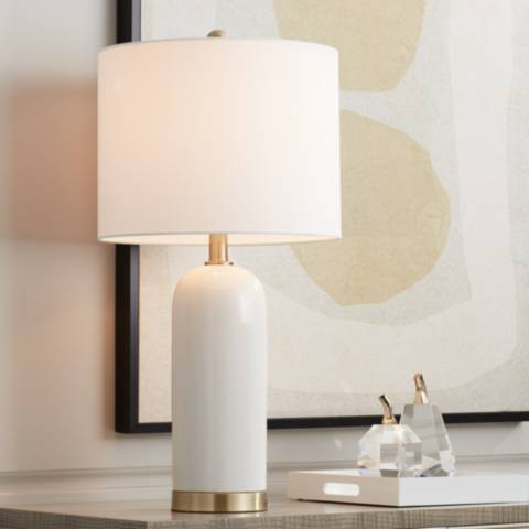 360 Lighting White and Gold Modern Ceramic Table Lamp - #363C1 | Lamps Plus | Lamps Plus