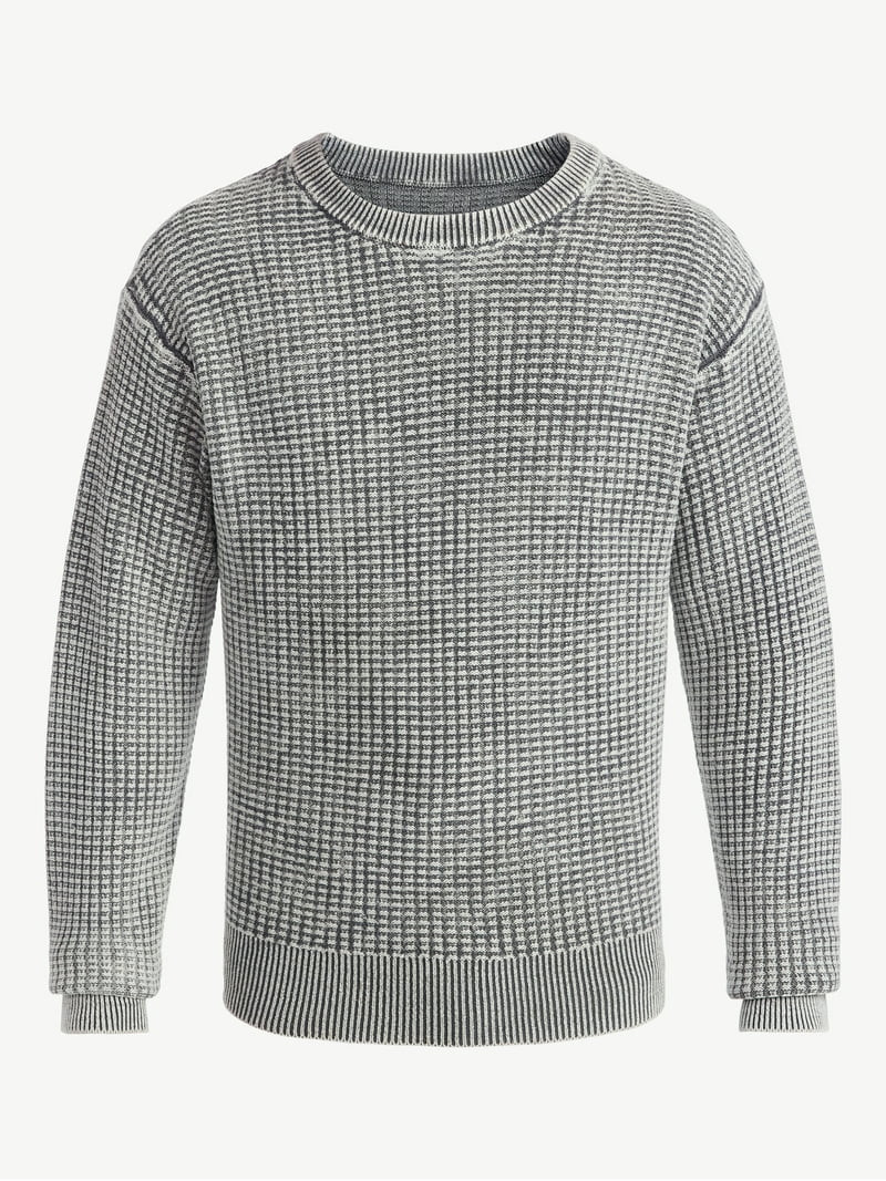 No Boundaries Men's & Big Men's Thermal Stitch Crewneck Sweater, Midweight, Sizes XS-3XL | Walmart (US)