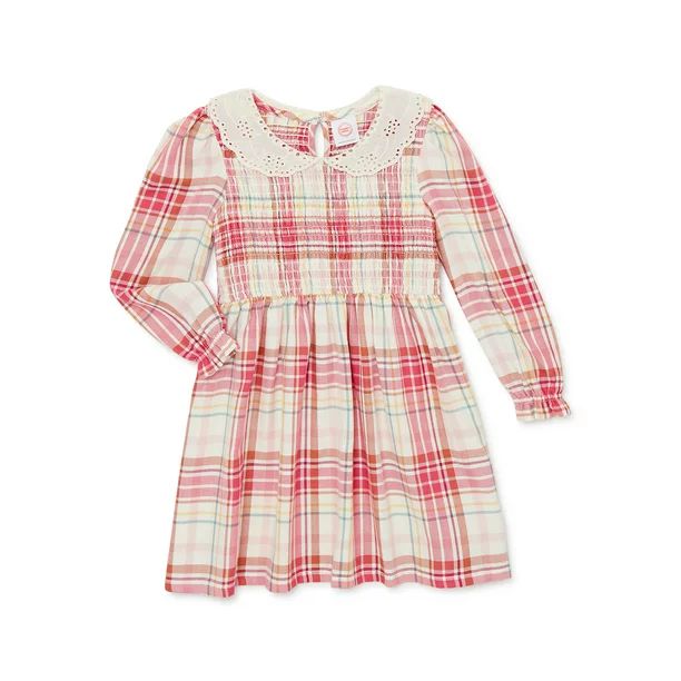 Wonder Nation Baby and Toddler Girls Long Sleeve Smocked Dress, Sizes 12M-5T - Walmart.com | Walmart (US)