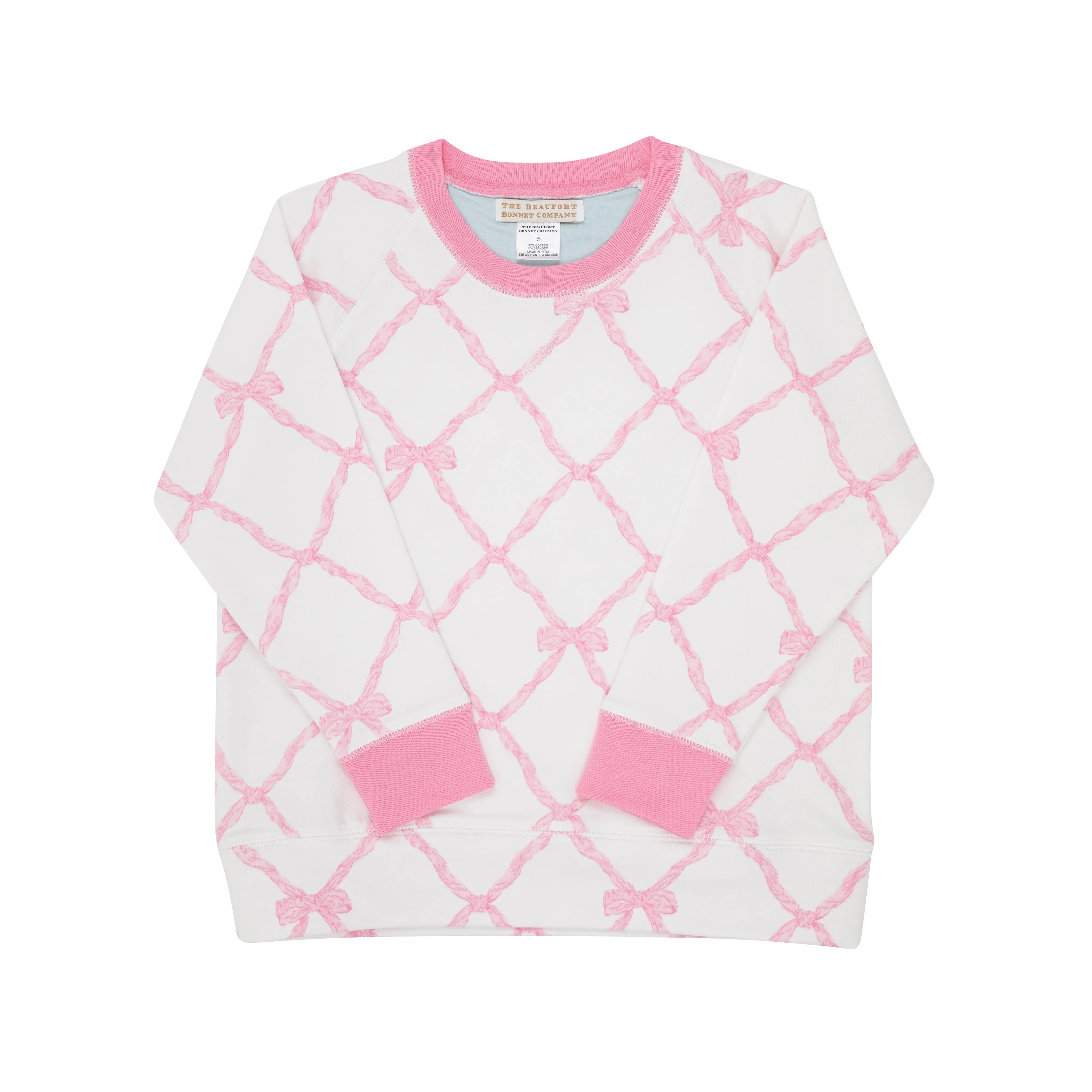 Cassidy Comfy Crewneck - Belle Meade Bow with Hamptons Hot Pink | The Beaufort Bonnet Company