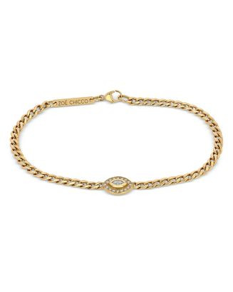 Zo&euml; Chicco 14k Yellow Gold Small Curb Chain Marquise Diamond Halo Bracelet Jewelry & Accesso... | Bloomingdale's (US)