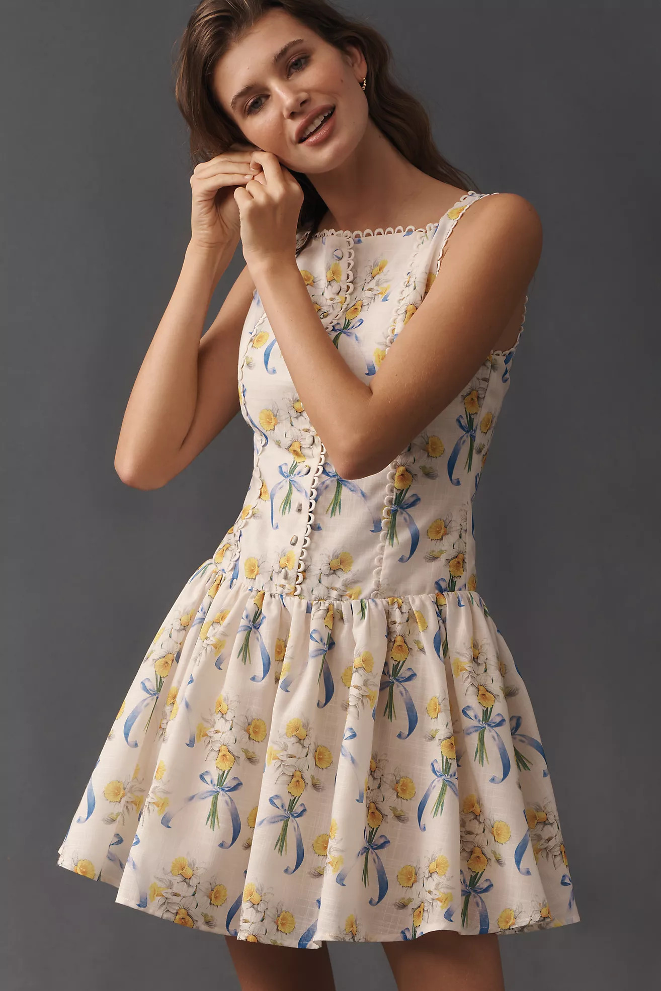 En Saison Short-Sleeve Drop-Waist Mini Dress | Anthropologie (US)