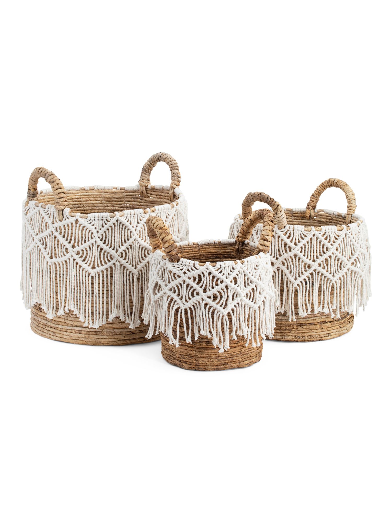 Banana Basket With White Macrame Collection | TJ Maxx