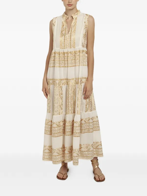 embroidered tiered dress | Farfetch (BR)