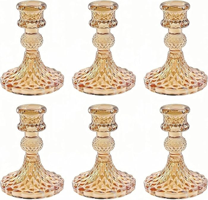 6pcs Candlestick Holders, Taper Candle Holders Glass, Candle Pillar Stands for Table Mantel Weddi... | Amazon (CA)