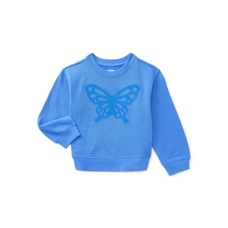 Wonder Nation Toddler Girls Fleece Crewneck Top with Ruffles, Sizes 12M-5T | Walmart (US)