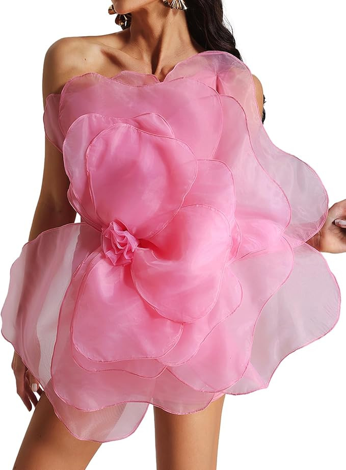 BELLA BARNETT White Cocktail Dress Mesh Dress One Shoulder Wedding Guest Dress | Amazon (US)