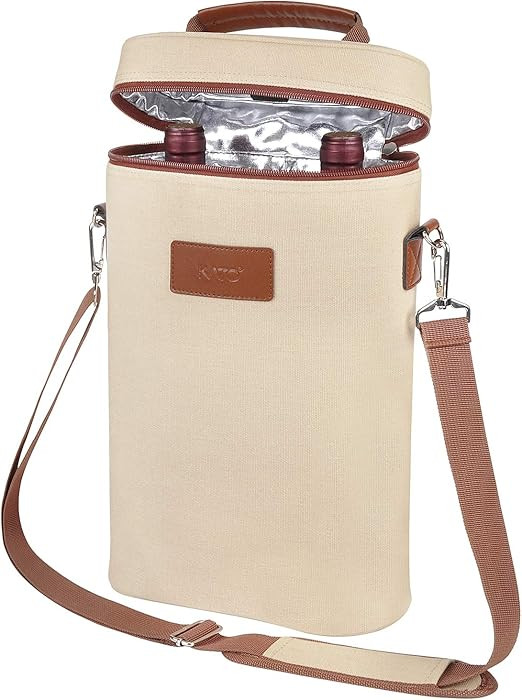 Tirrinia 2 Bottle Wine Gift Tote Carrier - Leakproof & Insulated Padded Versatile Wine Cooler Bag... | Amazon (US)