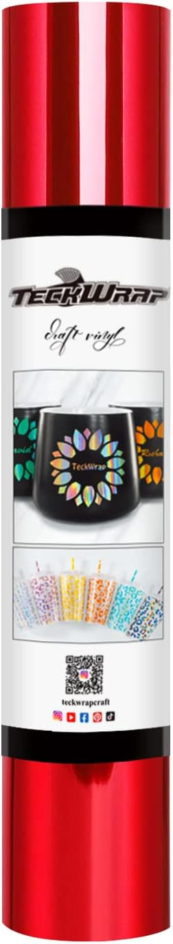 TECKWRAP Chrome Red Vinyl Adhesive Red Chrome Vinyl Permanent Vinyl for Cricut Machine 1ftx5ft | Amazon (US)