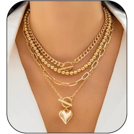 Sun Heart Charm Choker Necklace for Women Men,18k Gold Plated With Zircons Inlaid Pendants,Thick ... | Amazon (US)