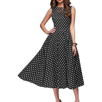 Simple Flavor Women's Vintage 1950s Cocktail Midi Dress | Sleeveless, Cotton, Boat neck, Retro te... | Amazon (US)
