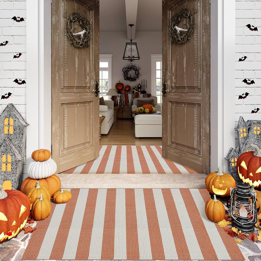 OJIA Outdoor Mat Orange Outdoor Rug 3'x5' Fall Welcome Mats for Front Door | Amazon (US)