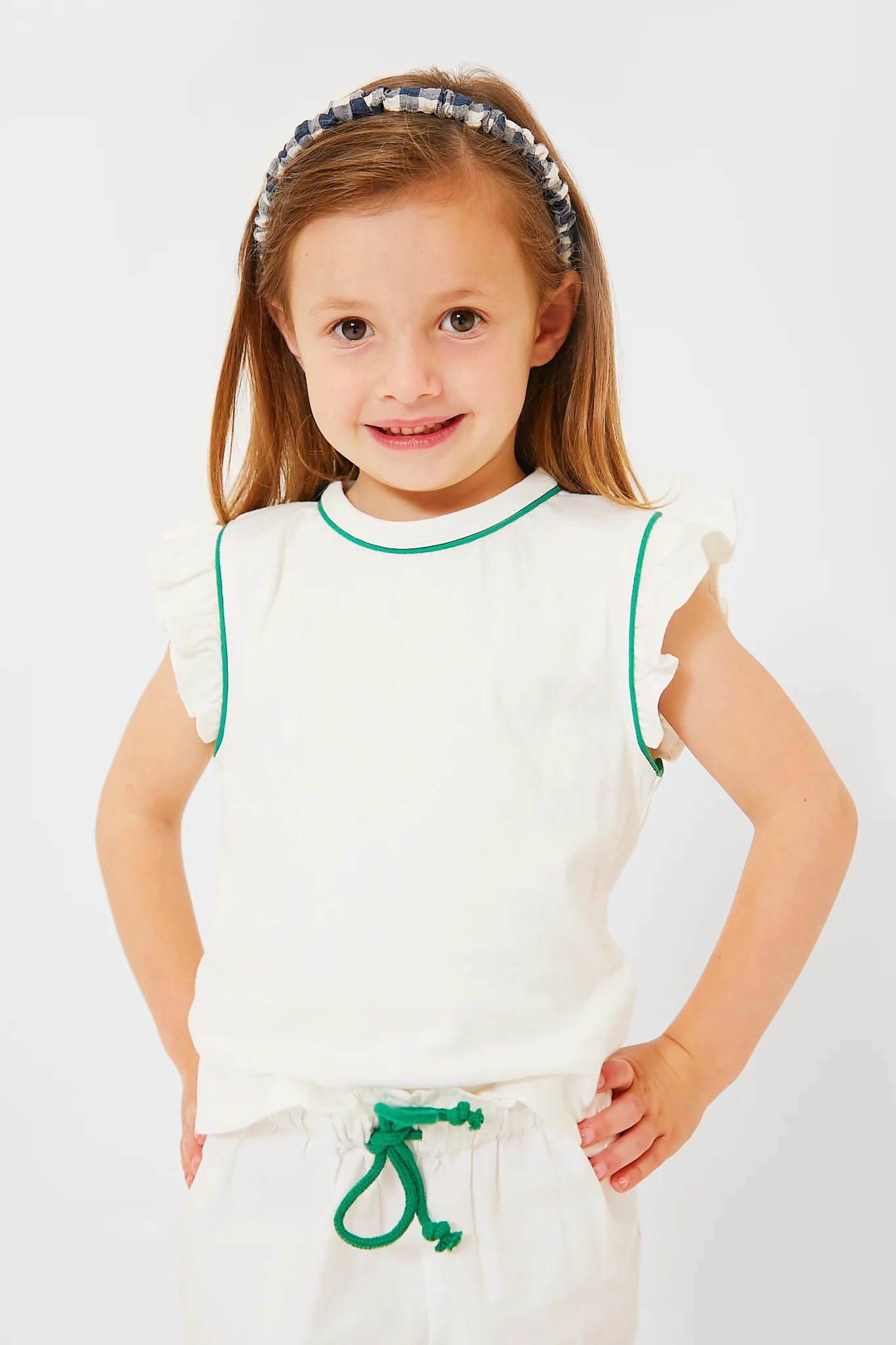 Exclusive Green Piping White Adrian Tee | Tuckernuck (US)