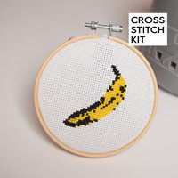 Diy Cross Stitch Kit For First Time Stitcher | 4Inch Hoop Included Andy Warhol Banana, Beginner Friendly Kit | Etsy (US)