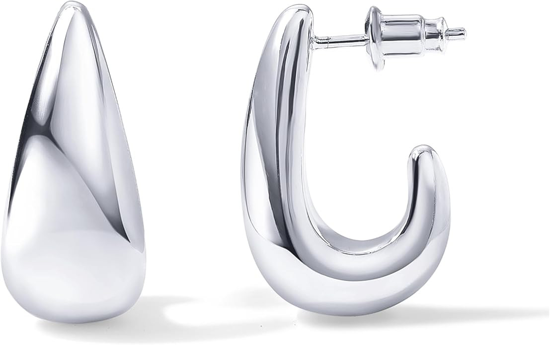 PAVOI 14K Gold Plated Sterling Silver Post Statement Huggie Earrings | Gold Dome Hoop Earrings fo... | Amazon (US)