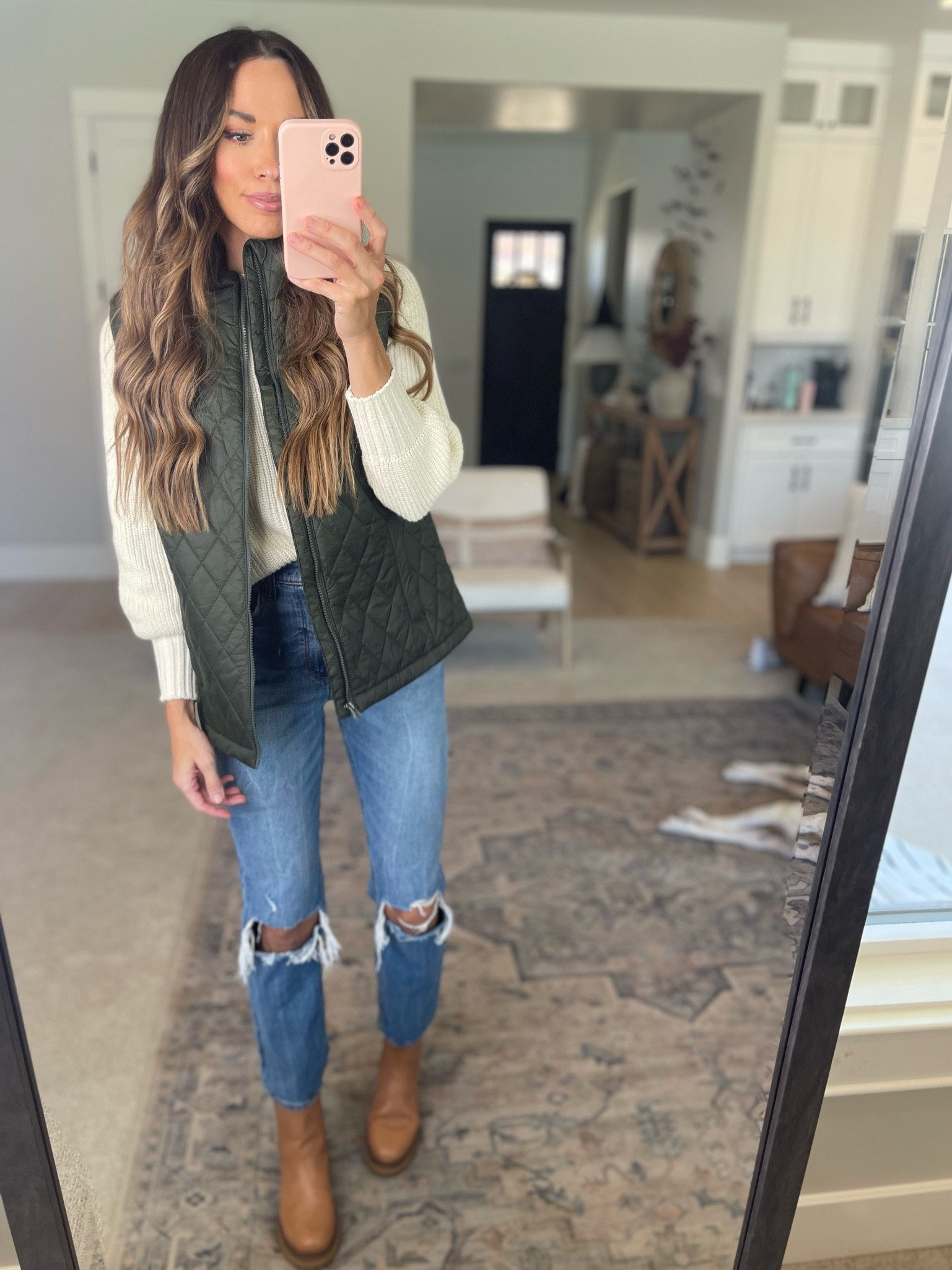 Size Small in this vest and sweater
Jeans tts

#LTKunder50 #LTKsalealert #LTKstyletip