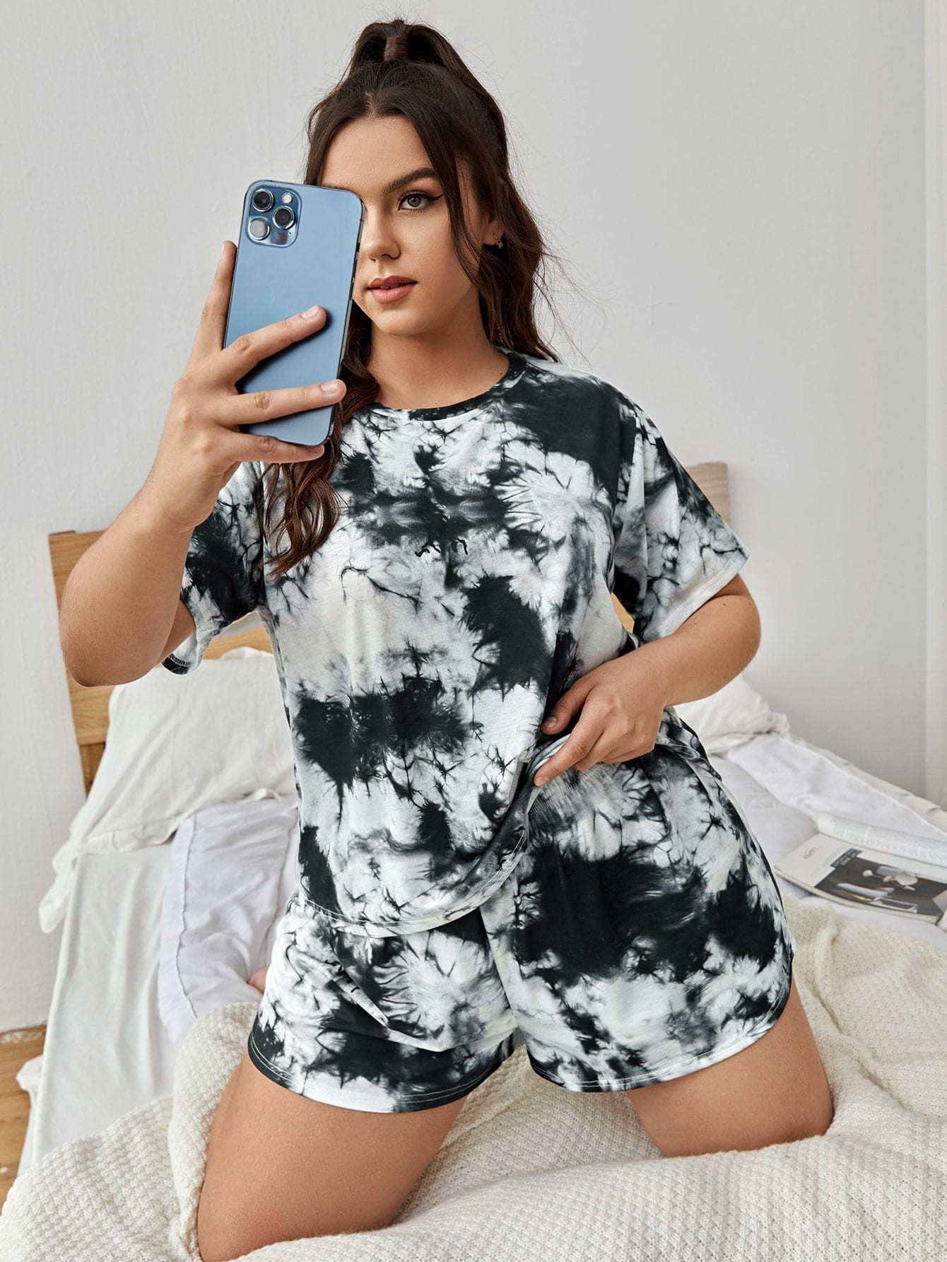Plus Tie Dye PJ Set | SHEIN
