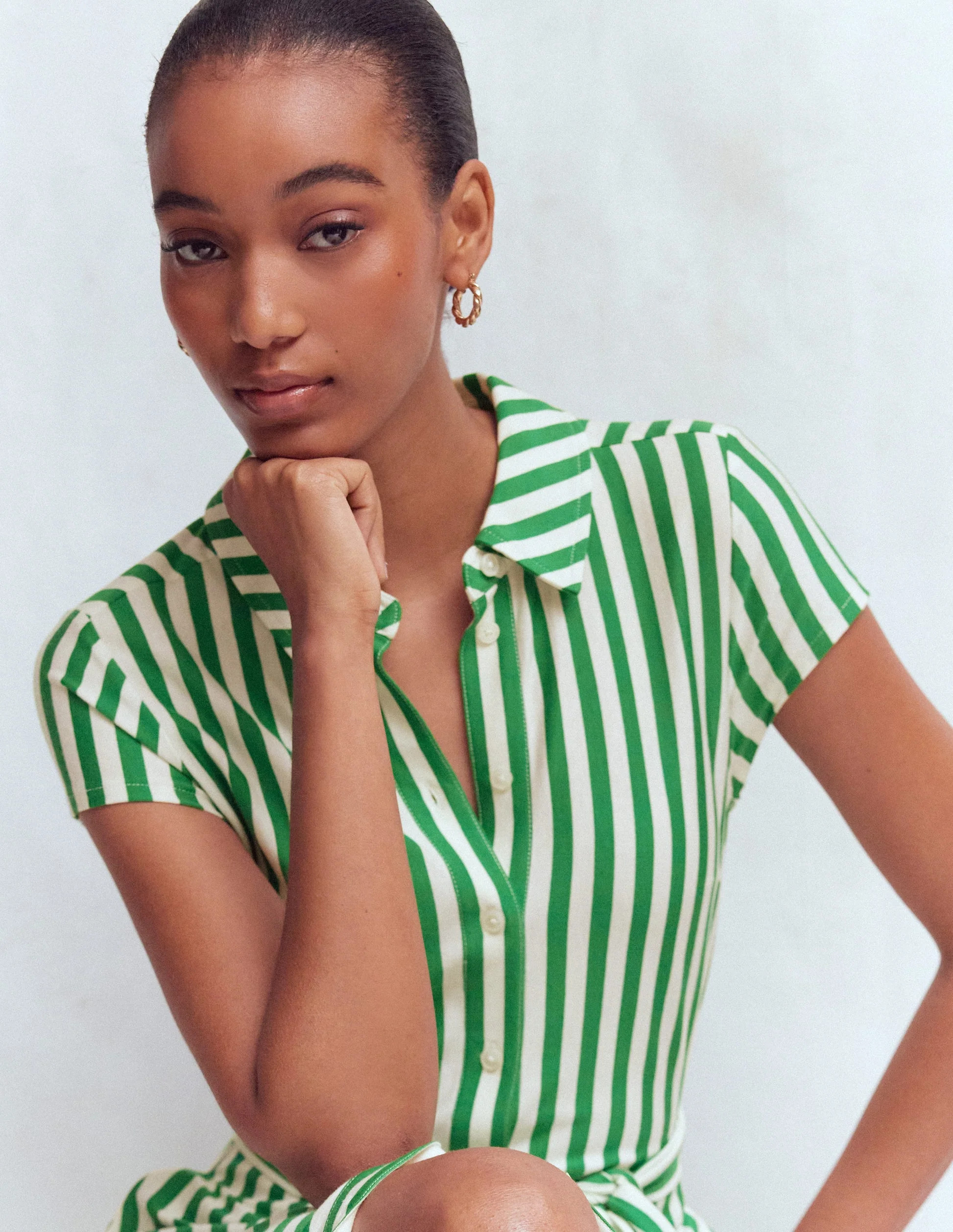 Marcia Jersey Dress-Green and Ivory Stripe | Boden (US)