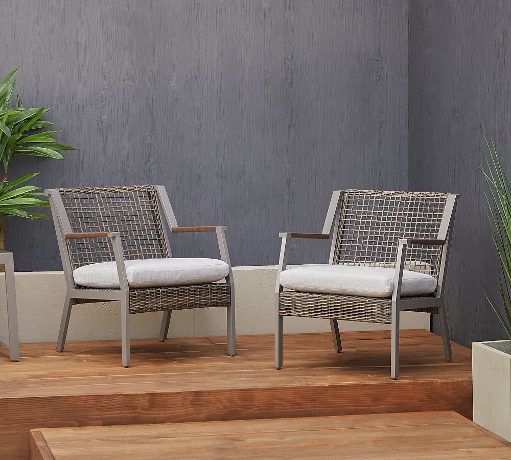 Klein Wicker Outdoor Lounge Chairs, Set of 2 | Pottery Barn (US)