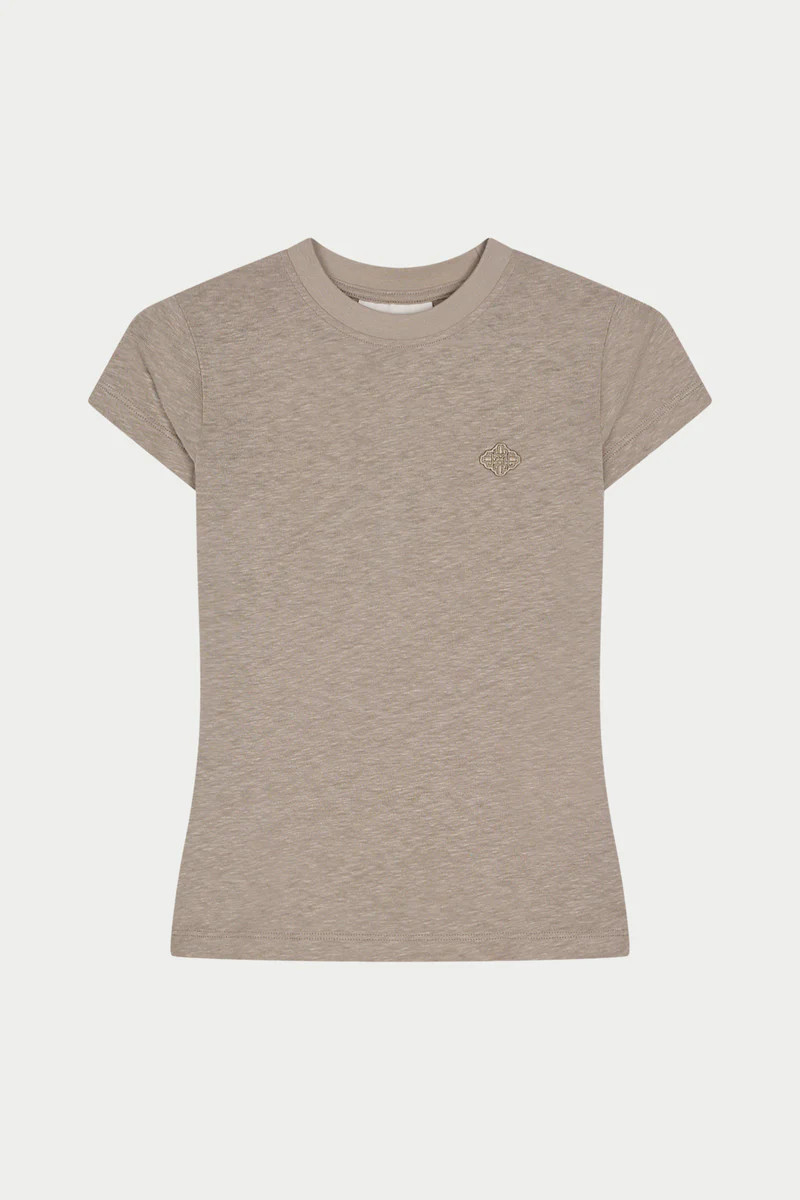 MARL SLUB CAP SLEEVE BABY TEE - MUSHROOM | The Couture Club