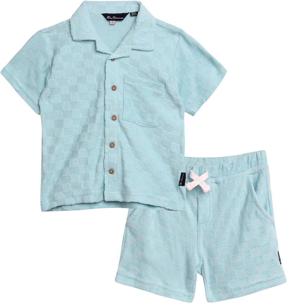 Ben Sherman Boys' Shorts Set - 2 Piece Cabana Terry Cloth Shorts and Button Down T-Shirt - Toddle... | Amazon (US)