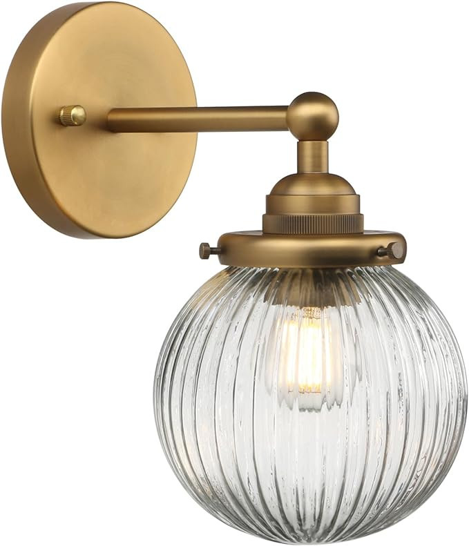 Yosoan 1-Light Wall Light, Vintage Industrial Retro Striped Round Glass Shade Farmhouse Wall Lamp... | Amazon (US)