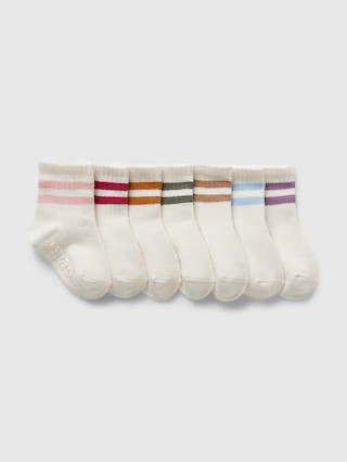 Baby & Toddler Varsity Stripe Quarter Crew Socks (7-Pack) | Gap (US)